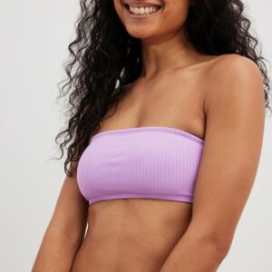 Lima Ché x NA-KD Geripptes Bandeau-Bikini-Oberteil - Purple