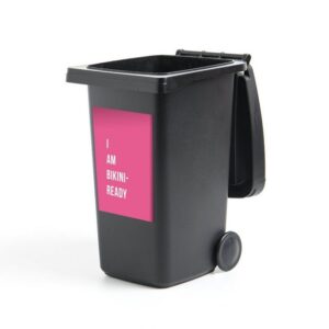 MuchoWow Wandsticker Pink - Zitat - Ich bin bereit für den Bikini (1 St), Mülleimer-aufkleber, Mülltonne, Sticker, Container, Abfalbehälter