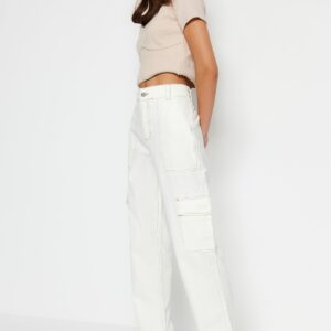 Trendyol Collection Jeans Weiß Wide Leg für Damen - 36