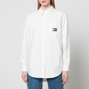 Tommy Jeans Logo Badge Boyfriend Cotton Shirt - XS