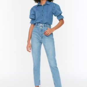 Trendyol Collection Jeans Blau Mom für Damen - 34
