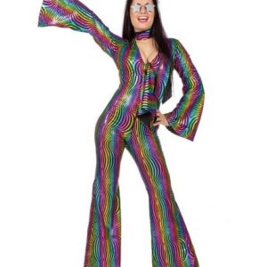 Metamorph Kostüm Psychedelischer Disco Catsuit, Dieser 70er Disco Dress macht schon beim Anblick high!