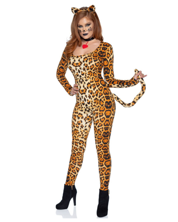 Leoparden Jumpsuit Kostüm für Halloween XS